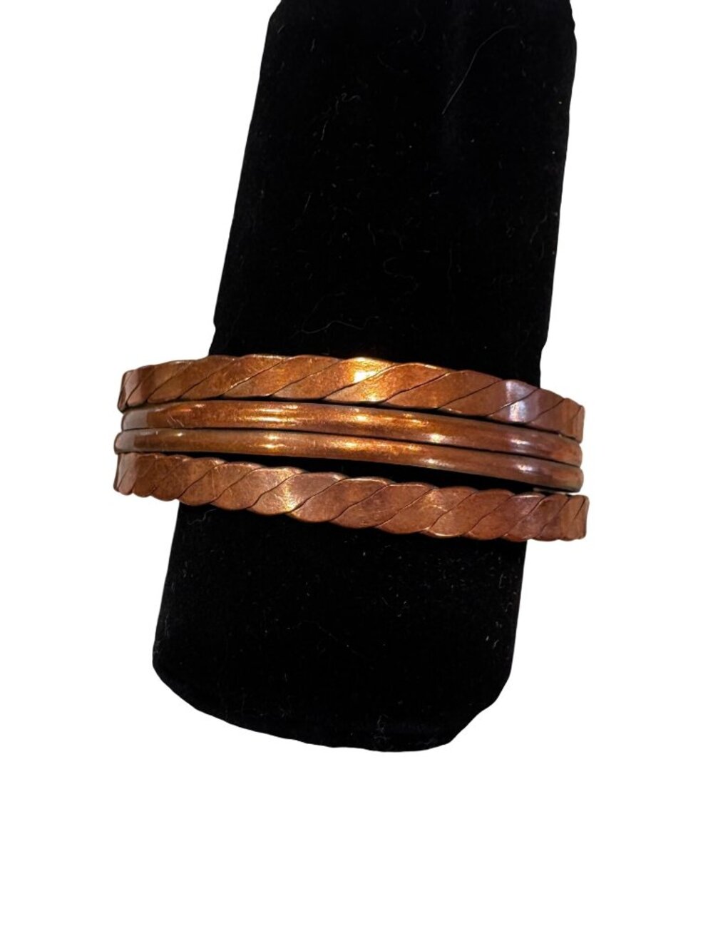 Vintage Braided Vintage Copper Cuff Bracelet 3" Wide Handmade Adjustable Fit